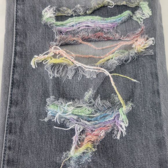 Paper Denim & Cloth Jeans Womens 24 646 Straight‎ Destroyed Black W26 x L25.5 - Picture 14 of 16